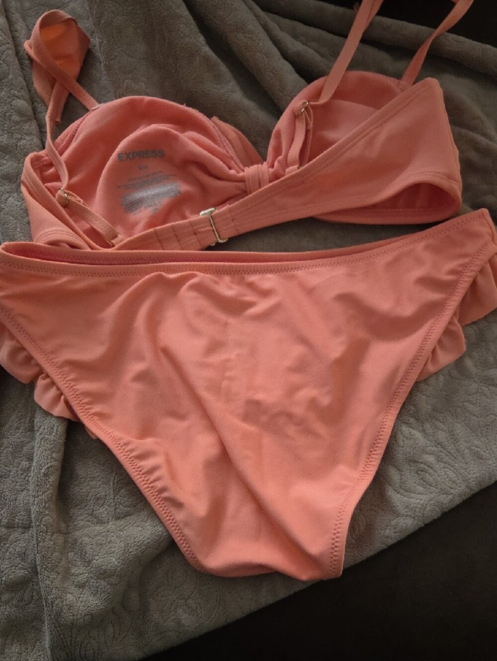 Express Coral Ruffle Bikini Set - Picture 8 of 9